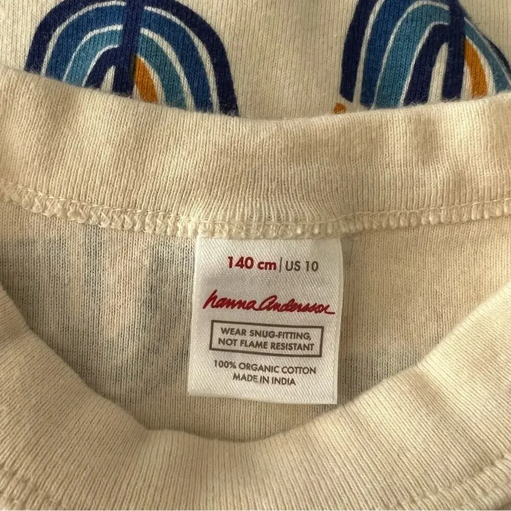 Hanna Andersson ivory cream blue Hanukkah menorah print long sleeve pajama top